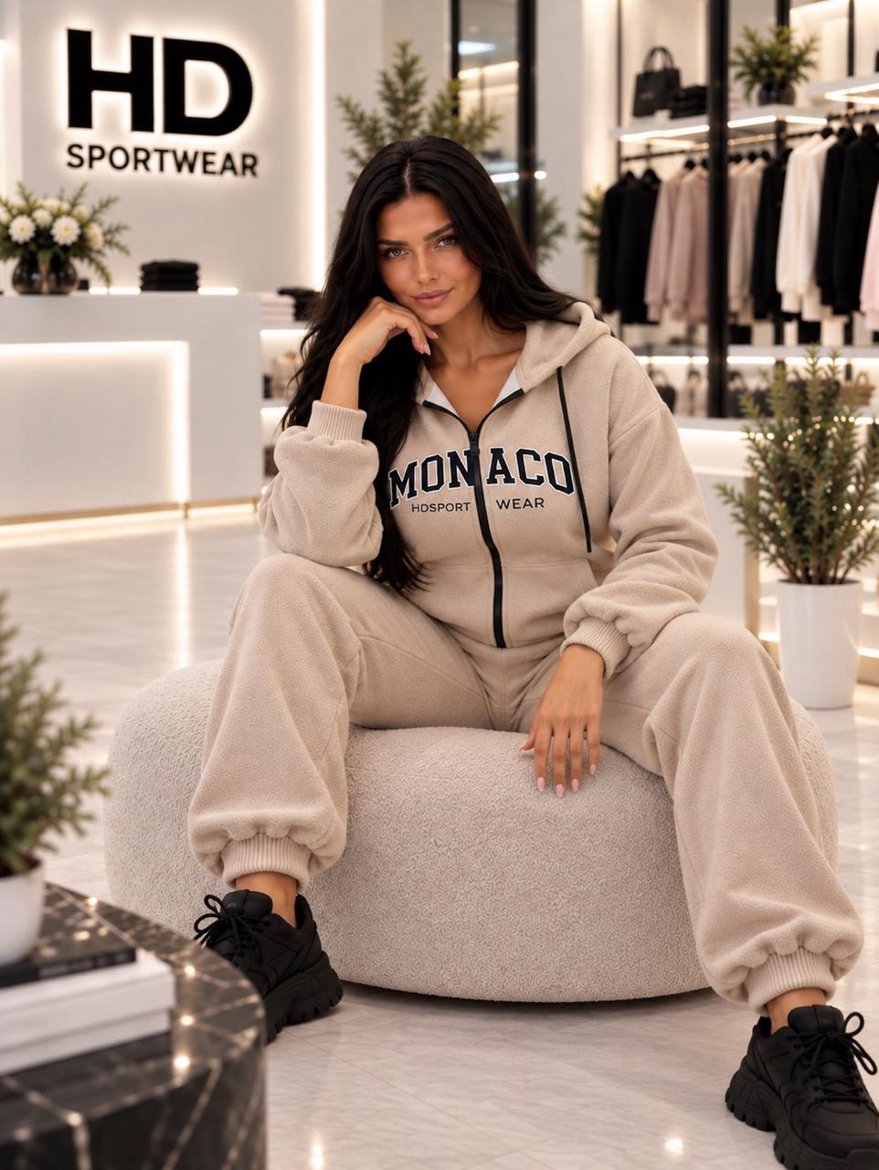 Теплий жіночий костюм MONACO, бежевий, фото 1