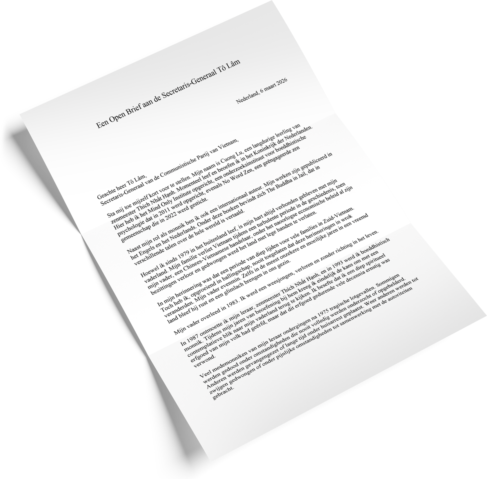 Brief geschreven door Cuong Lu