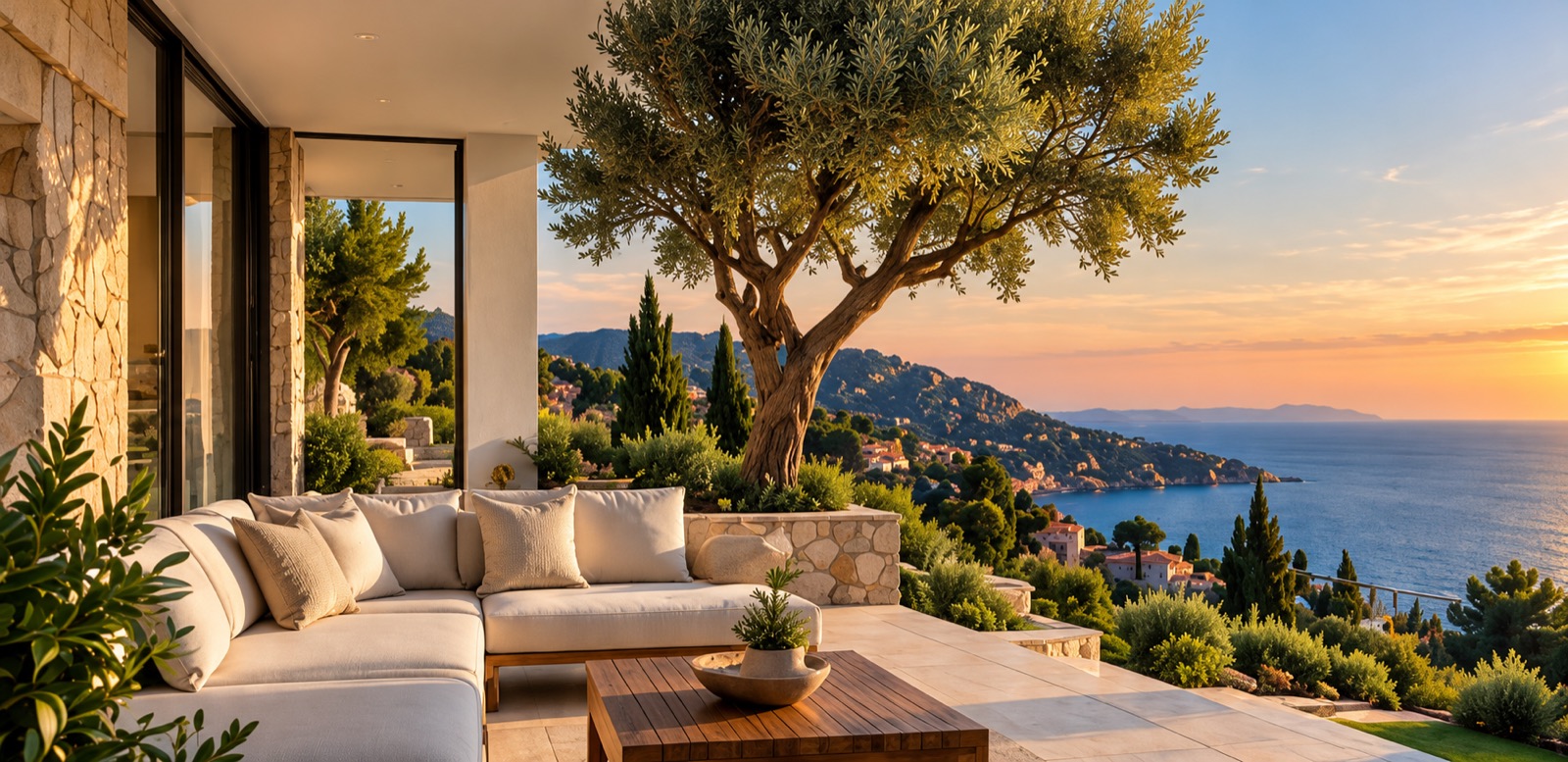 Terrasse d’une propriété sur la Côte d’Azur