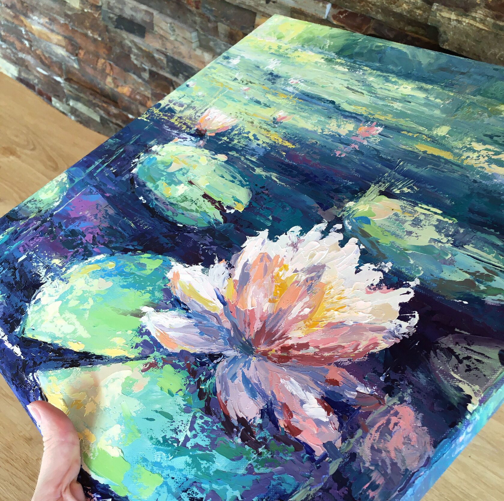 water lily oil painting