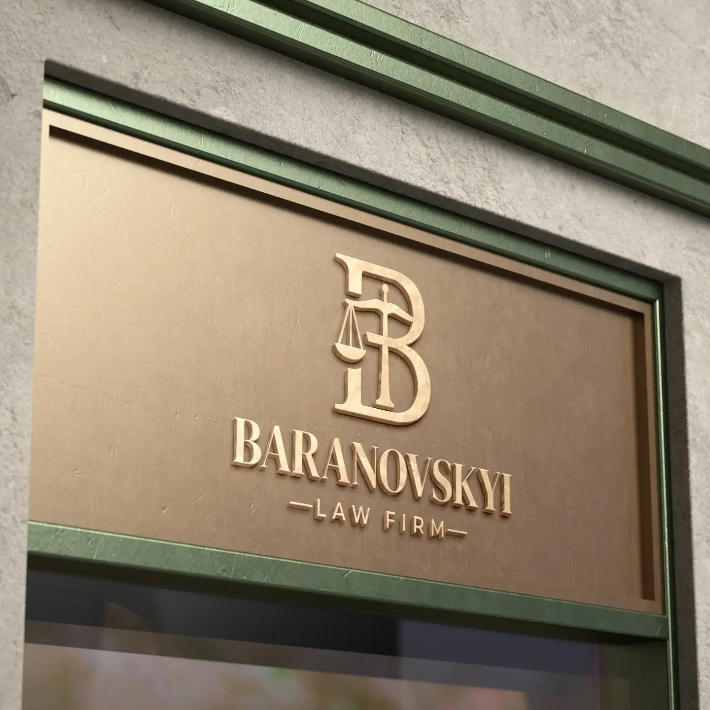 BARANOVSKYI law firm sign with the logo