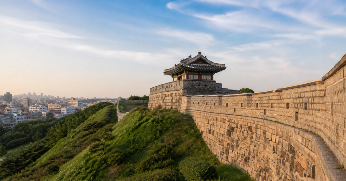 Suwon Hwaseong Fortress wall and historic gate