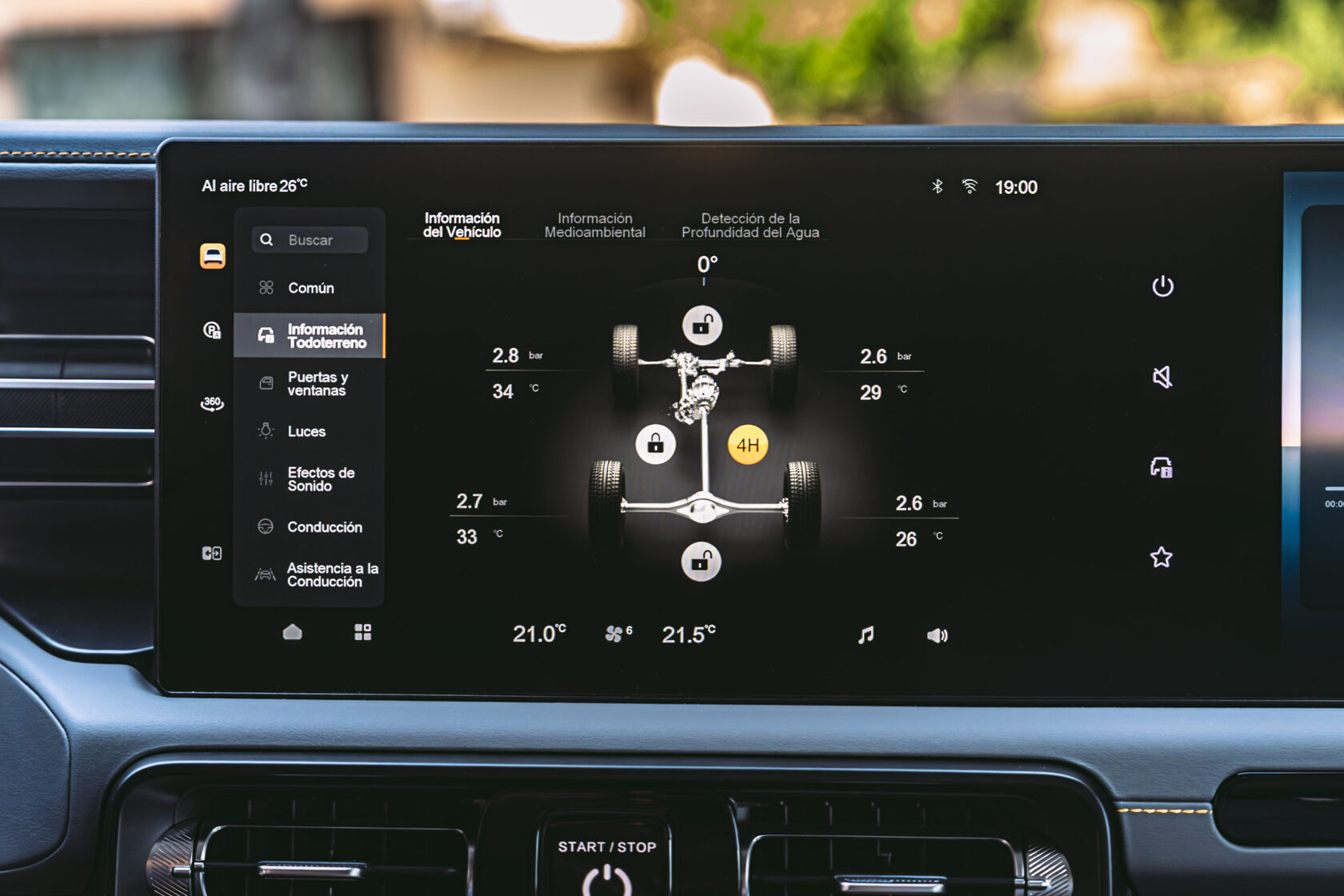 Sistema de tracción en las cuatro ruedas con selector en consola central