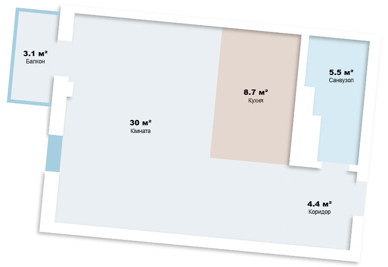 1-комнатная квартира — планировка 4