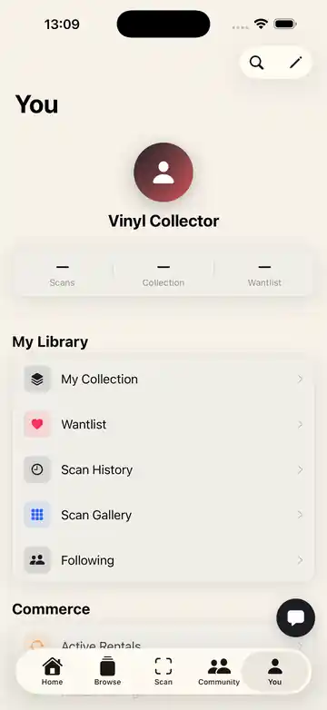 wax. app library with collection, wantlist and scan history