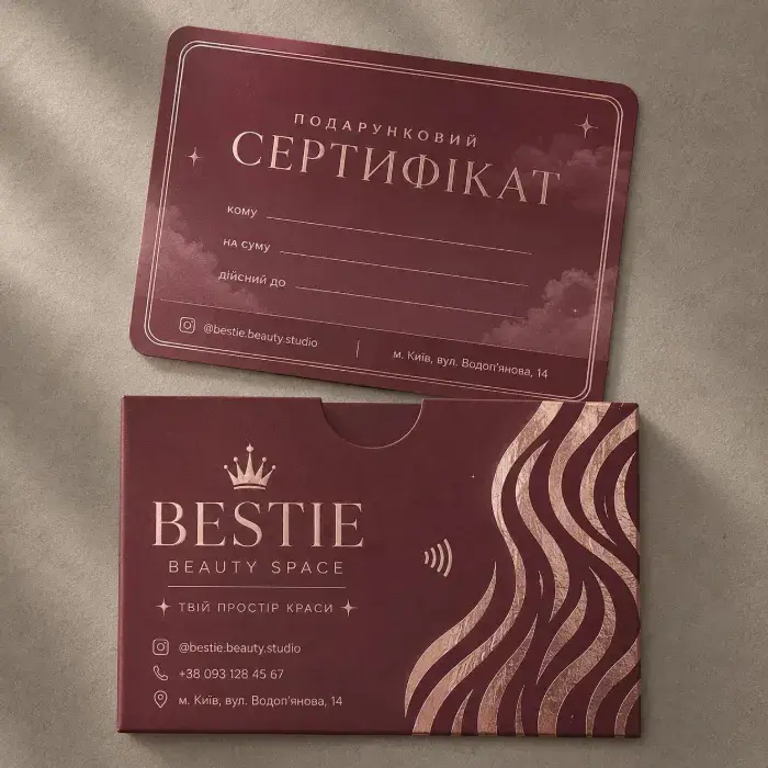 Bestie gift certificate design