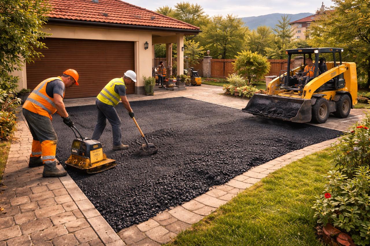 Асфалтиране на двор в София – полагане на асфалт пред къща от професионална фирма