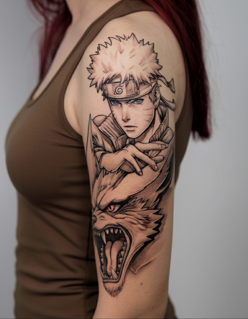 Anime-Tattoo aus dem Brennnessel Studio Berlin