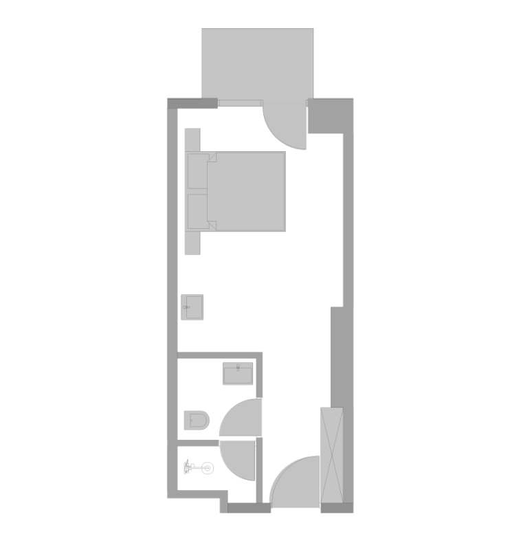 Studio apartment interior layout at Wyndham Residence Batumi