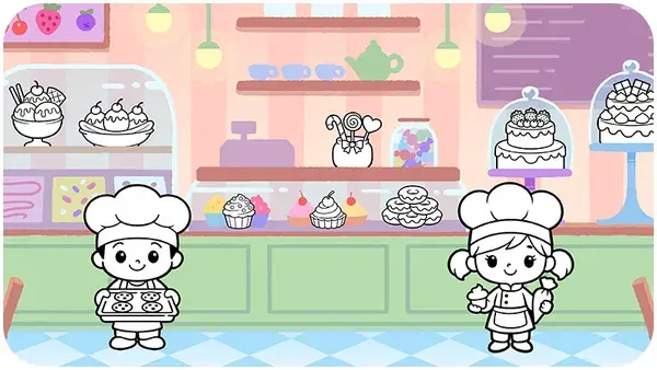 The little bakery coloring page