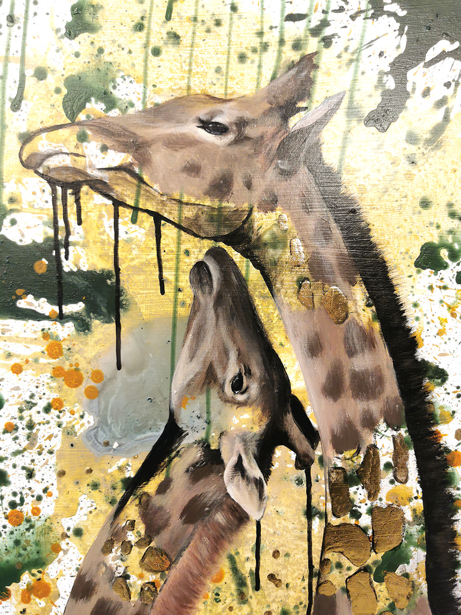 Großformatiges Giraffen Gemälde Original – Weite, Höhe und Verbundenheit