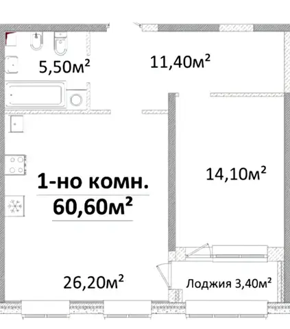 Планировка 1-комнатной квартиры в ЖК Оскар — вариант 7