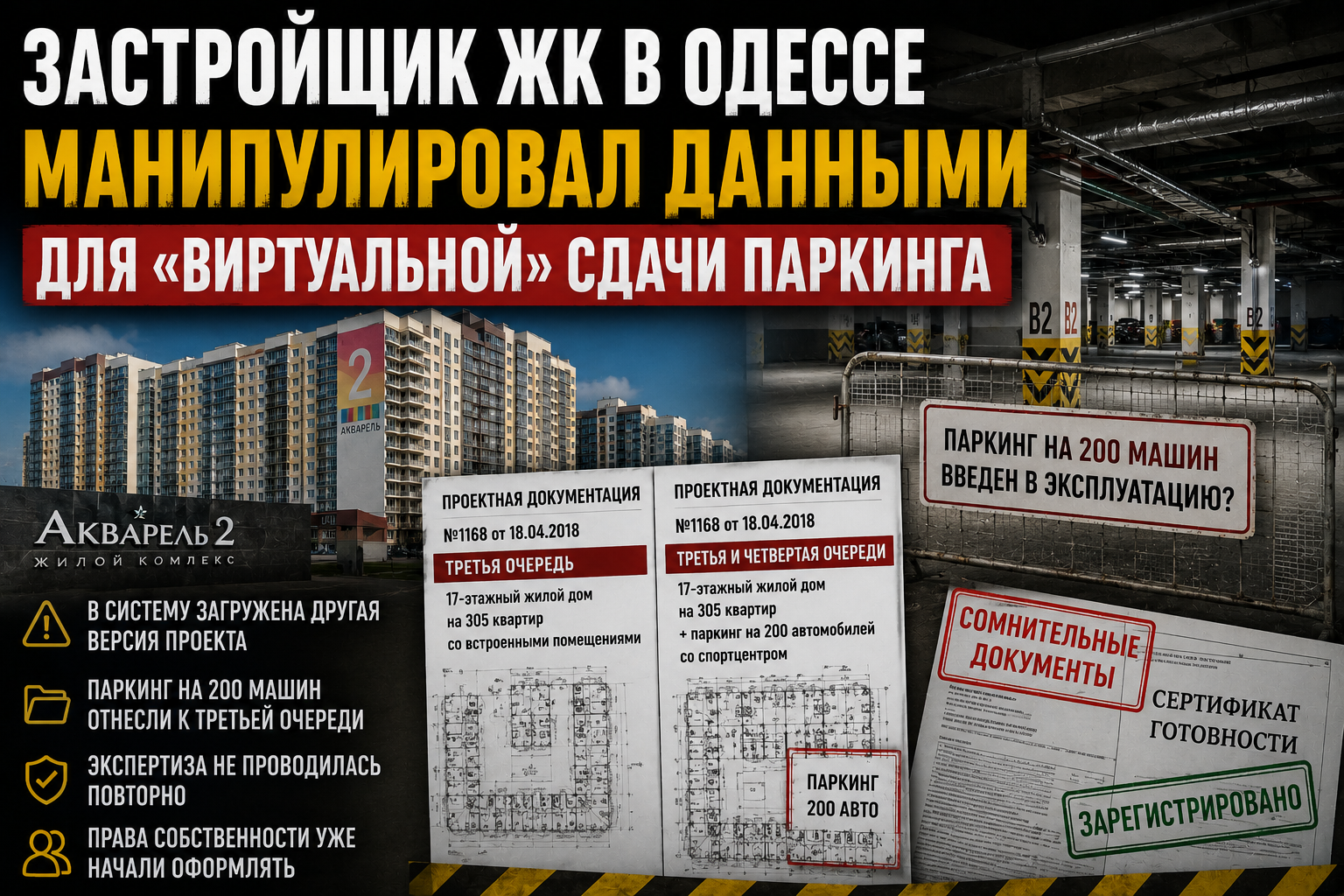 Паркинг ЖК Акварель 2 в Одессе — вопросы к документам