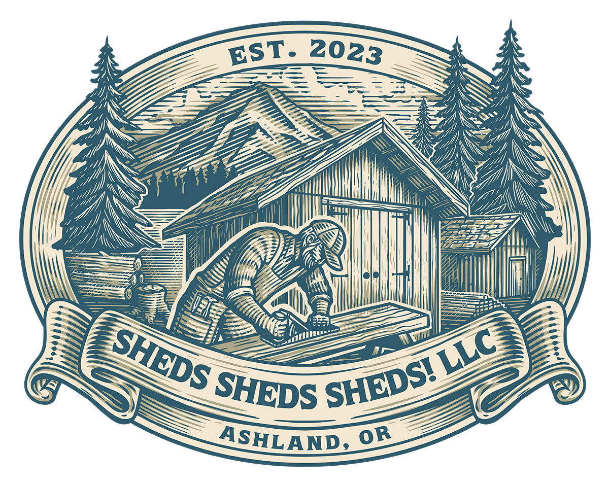 Logo of Sheds Sheds Sheds! LLC - Southern Oregon Custom Built Sheds.