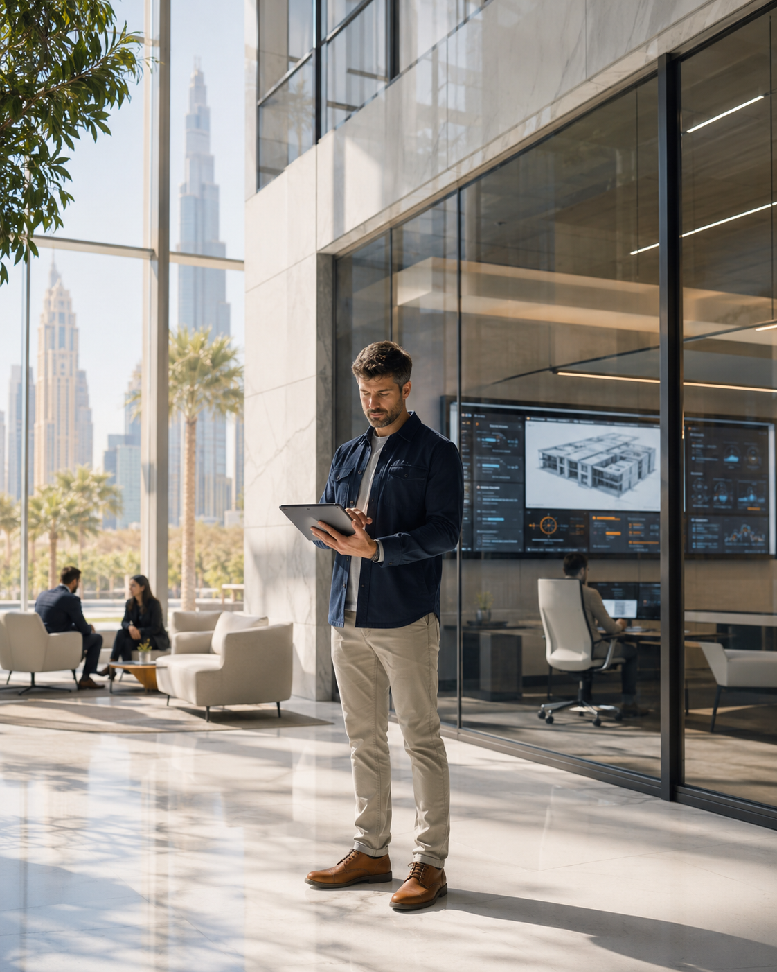 Engineering team planning a connected digital building solution in Dubai