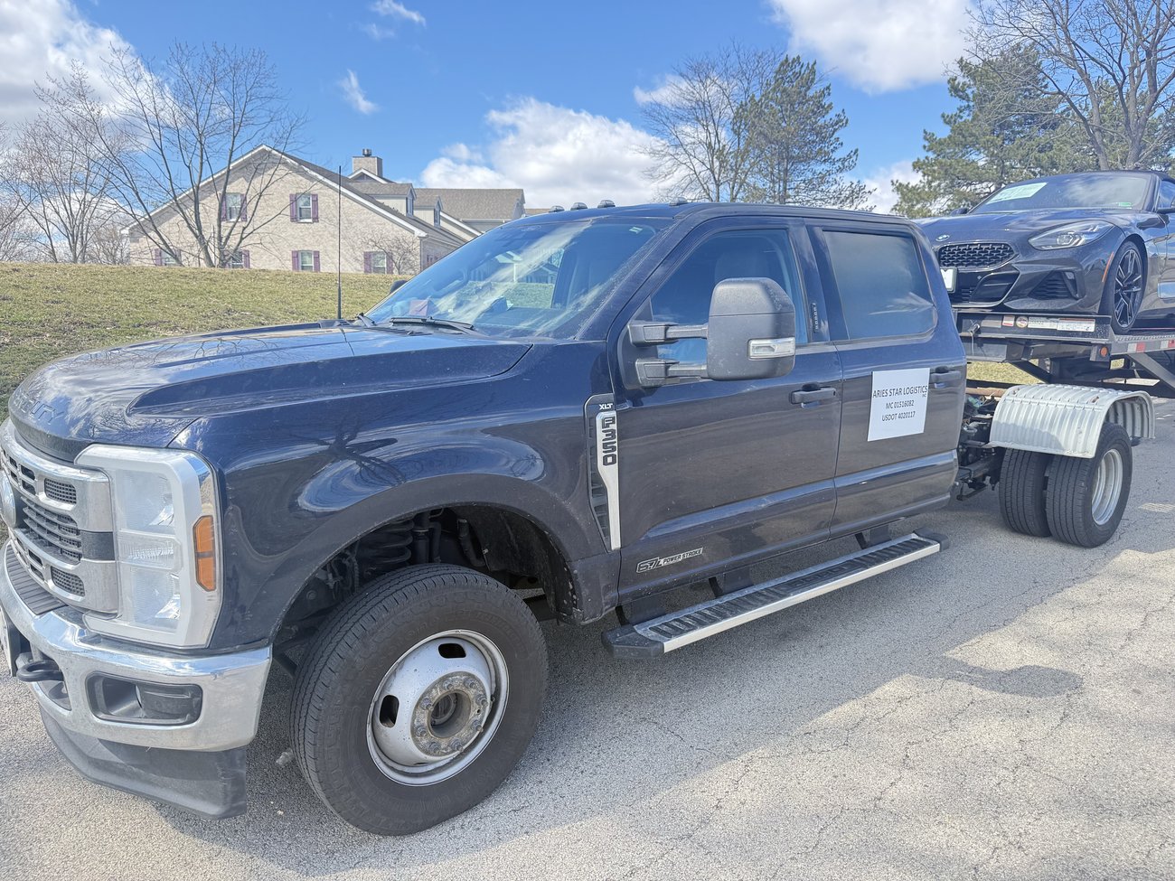 Pickup truck with Aries Star Logistics decal showing MC 01516082 USDOT 4020117