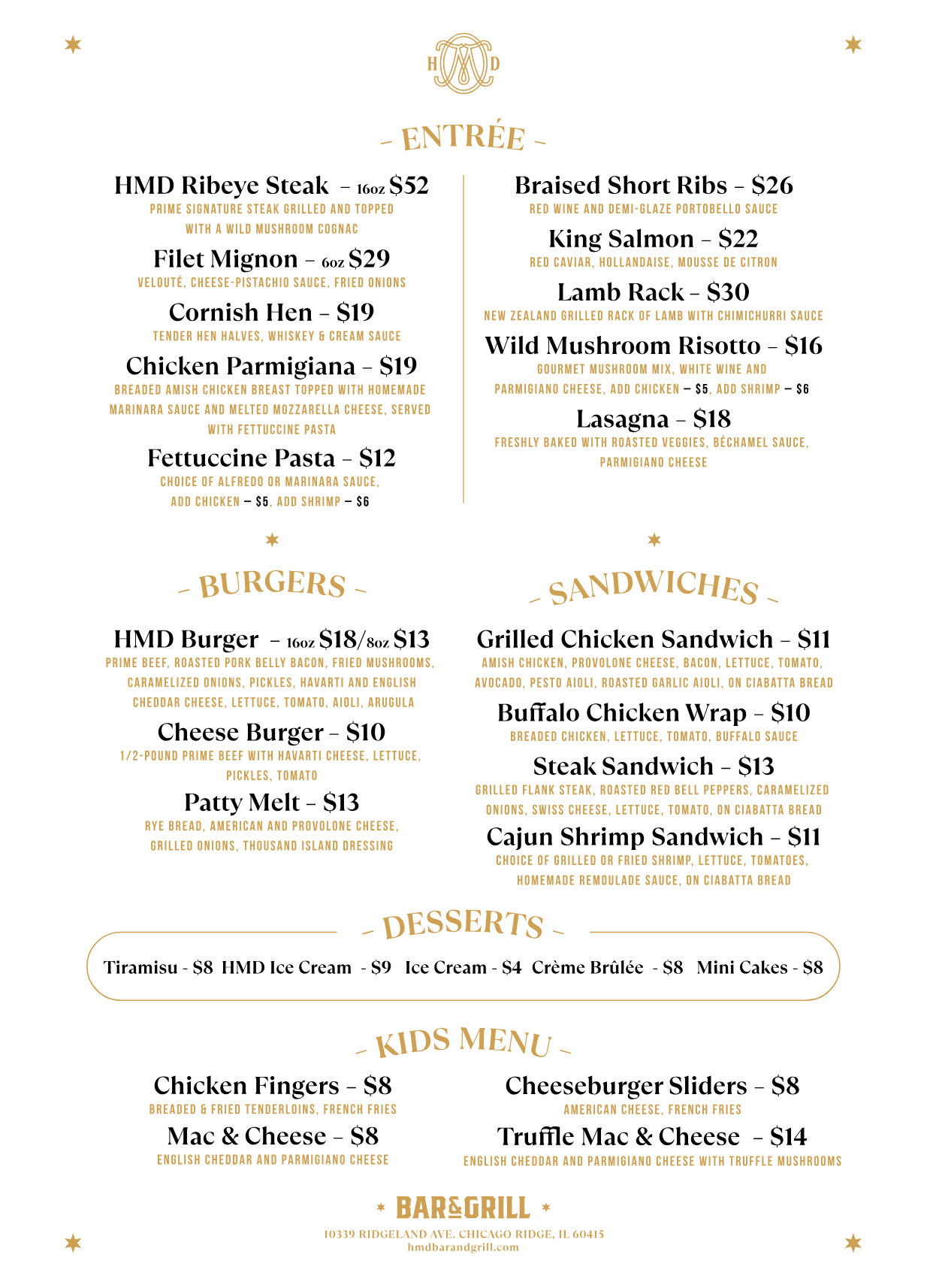 Menu — HMD Bar&Grill