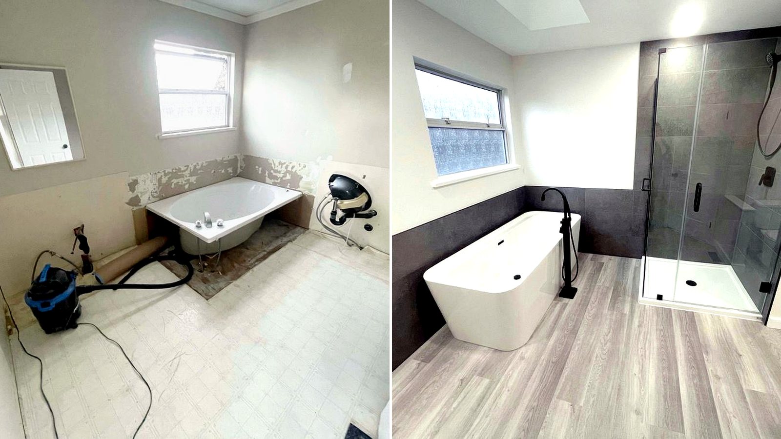 Before and after full bathroom renovation in Abbotsford BC by VeryWell Home Services