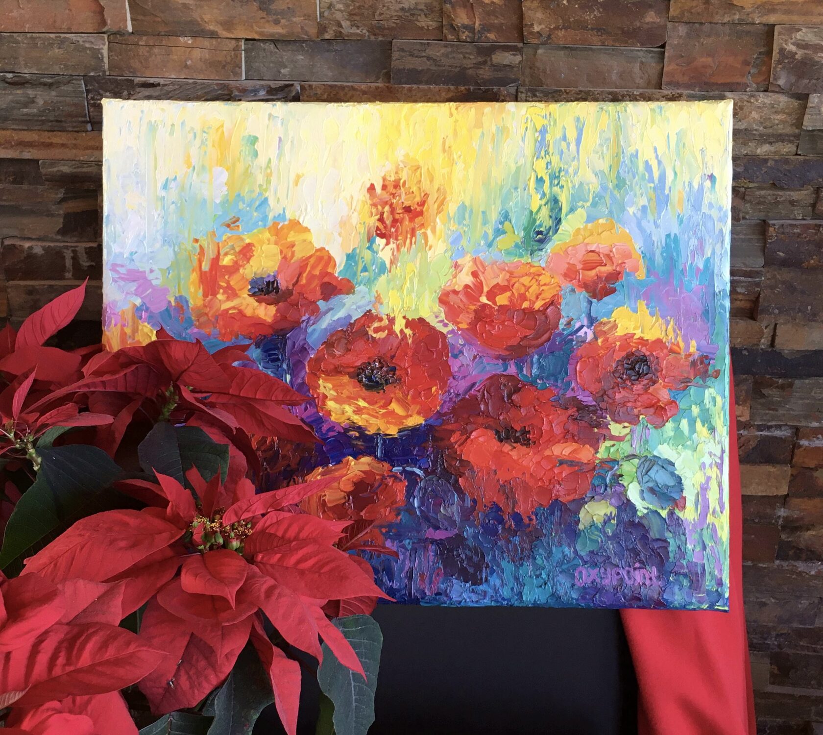 Poppies oil painting, poppy art, Oxypoint artist Oxana Kravtsova