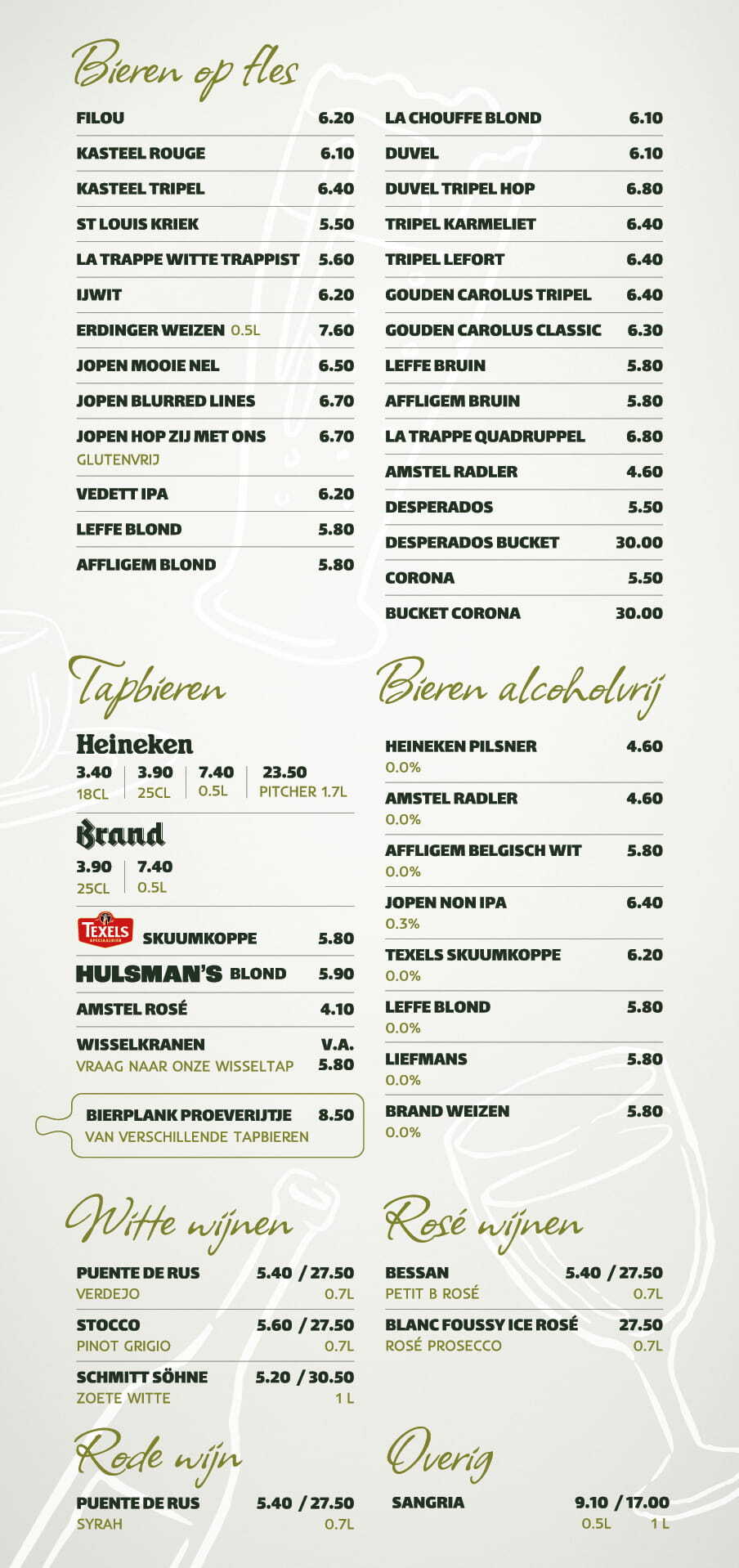 Menukaart Grand Café &amp; Hotel Hulsman