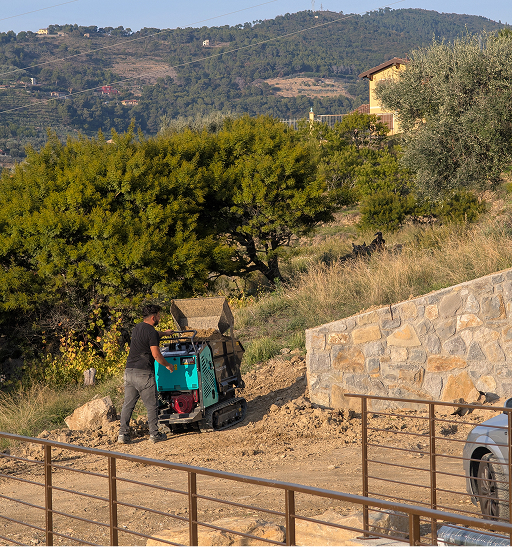 Construction site supervision during renovation work in the Italian Riviera