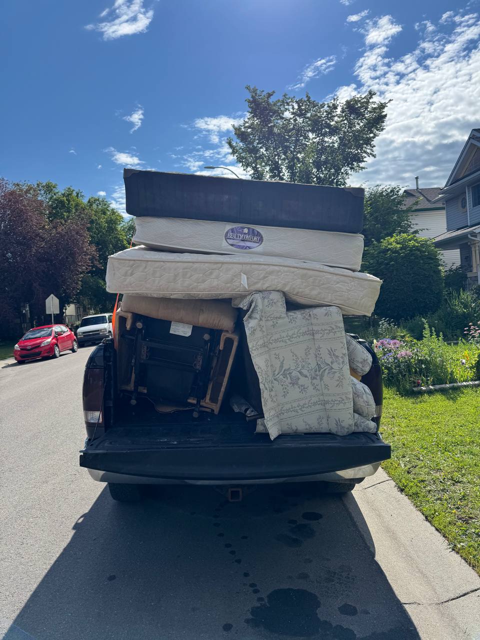 Old sofa on the sidewalk ready for pickup