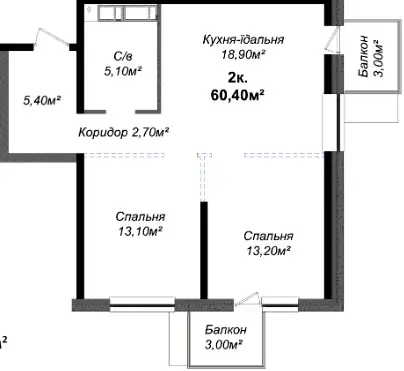 2-комнатная квартира в ЖК Скай Сити Плюс — фото 1