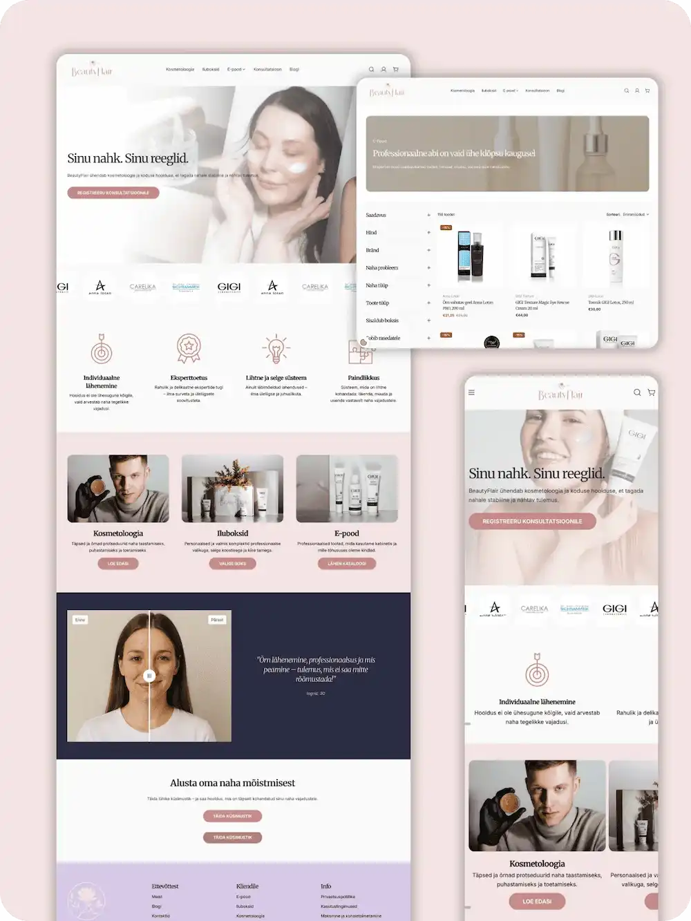 Turnkey cosmetics e-commerce design and development in Estonia.