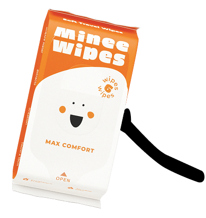 Orange Max Comfort Minee Wipes mini pack – compact, unscented travel wipes.