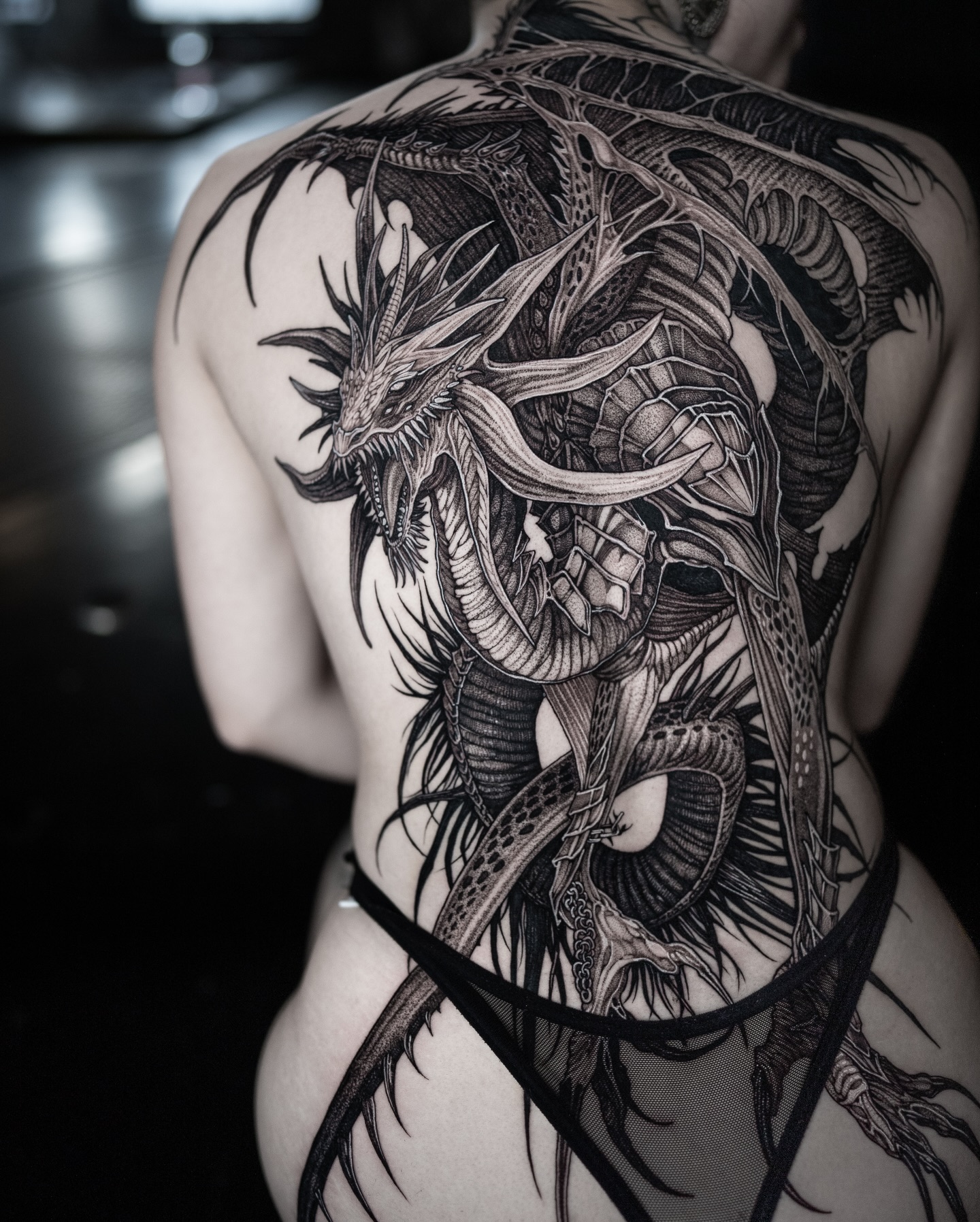 Dragon composition across the back — Alice