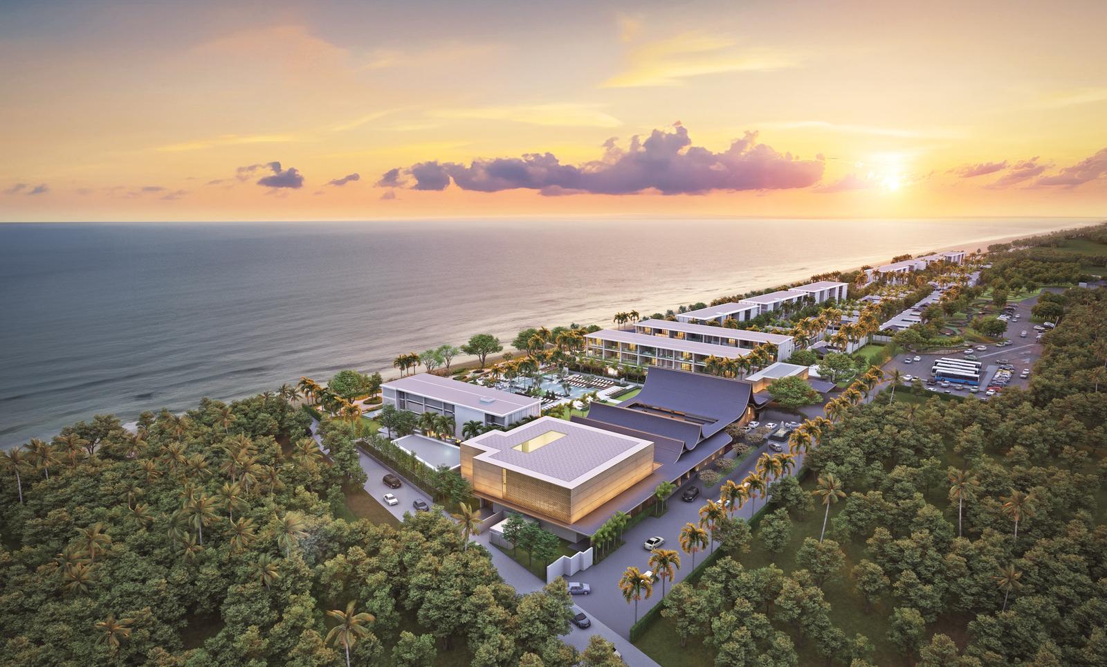 Aerial view of Maviston Mai Khao and the surrounding coastline