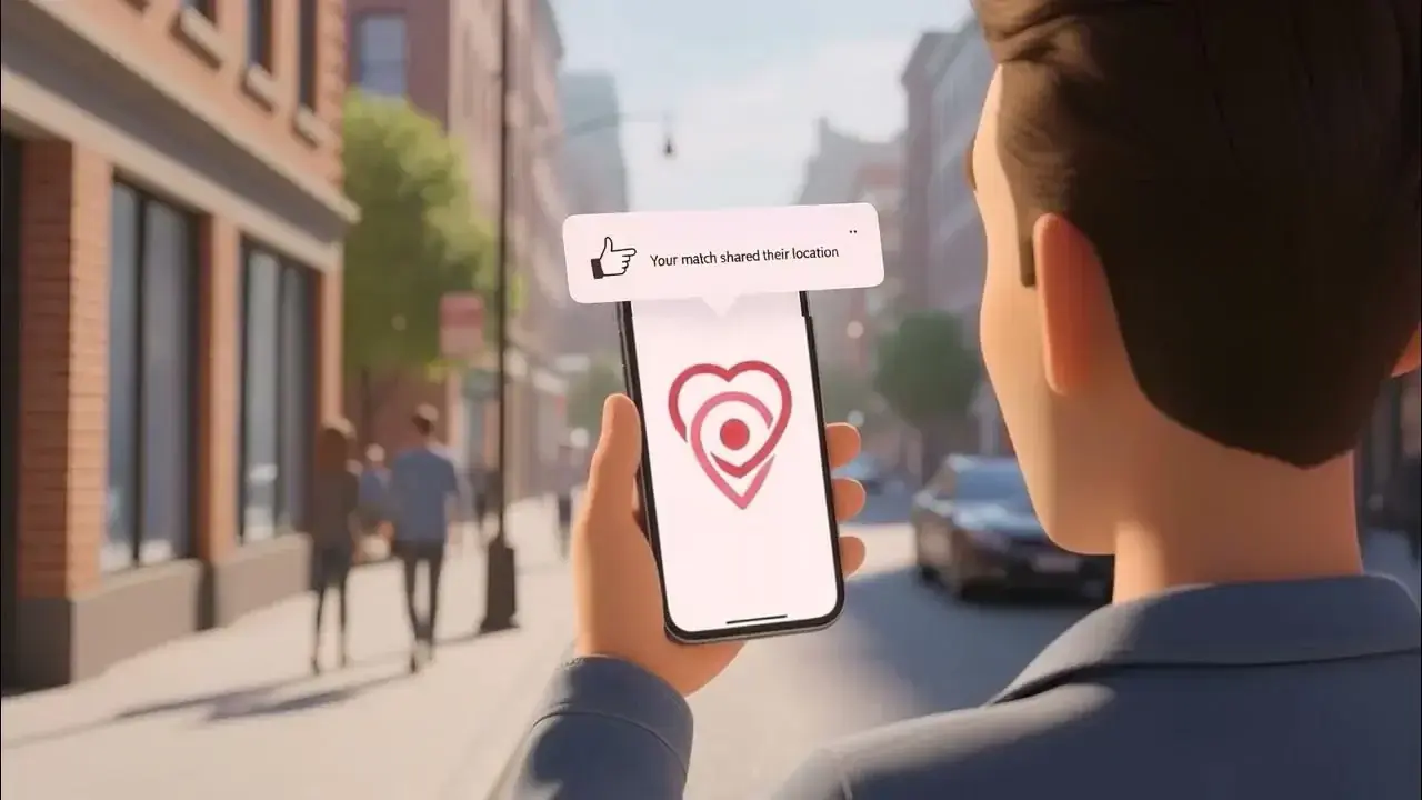 Come to Me dating app film: a match shares their location