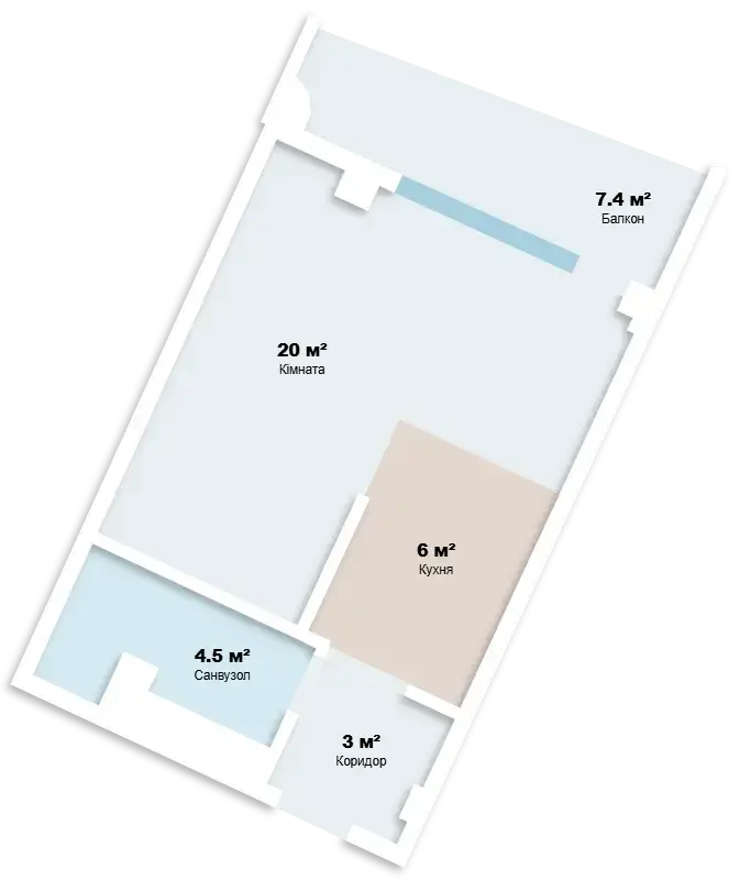 Планировка 1-комнатной квартиры в ЖК Graf у моря — вариант 3