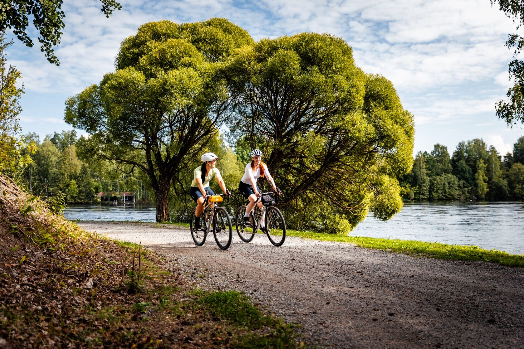 Cycling by the water