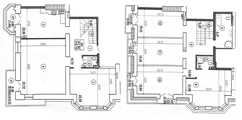 Планировка пятикомнатной квартиры 220 м² в ЖК Виндзор