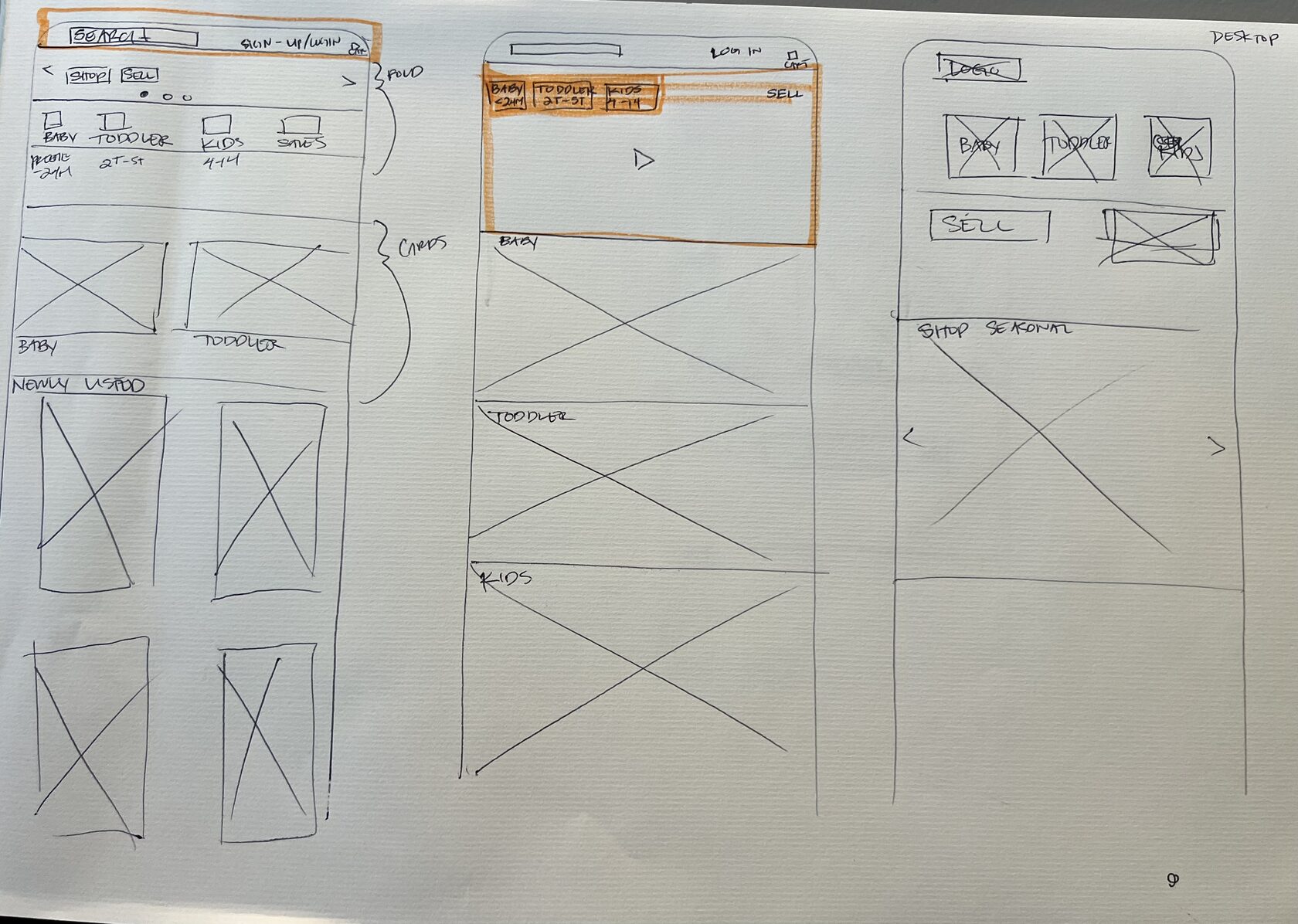 Second set of desktop wireframes