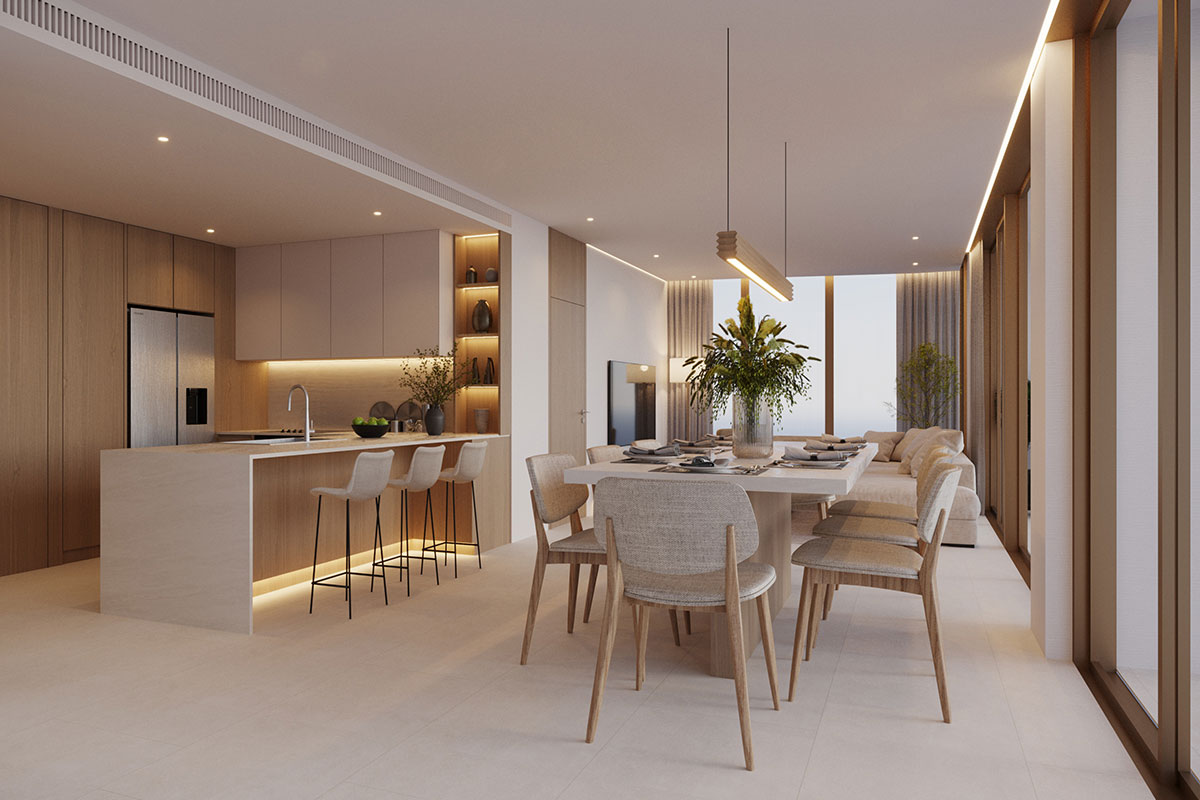 Elegance Residence dining area and European kitchen