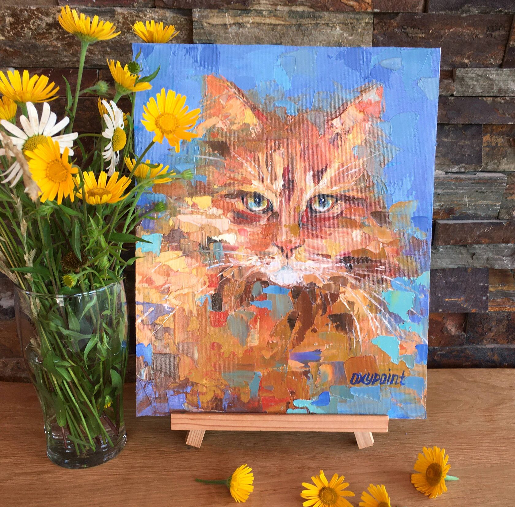 Red Cat oil painting