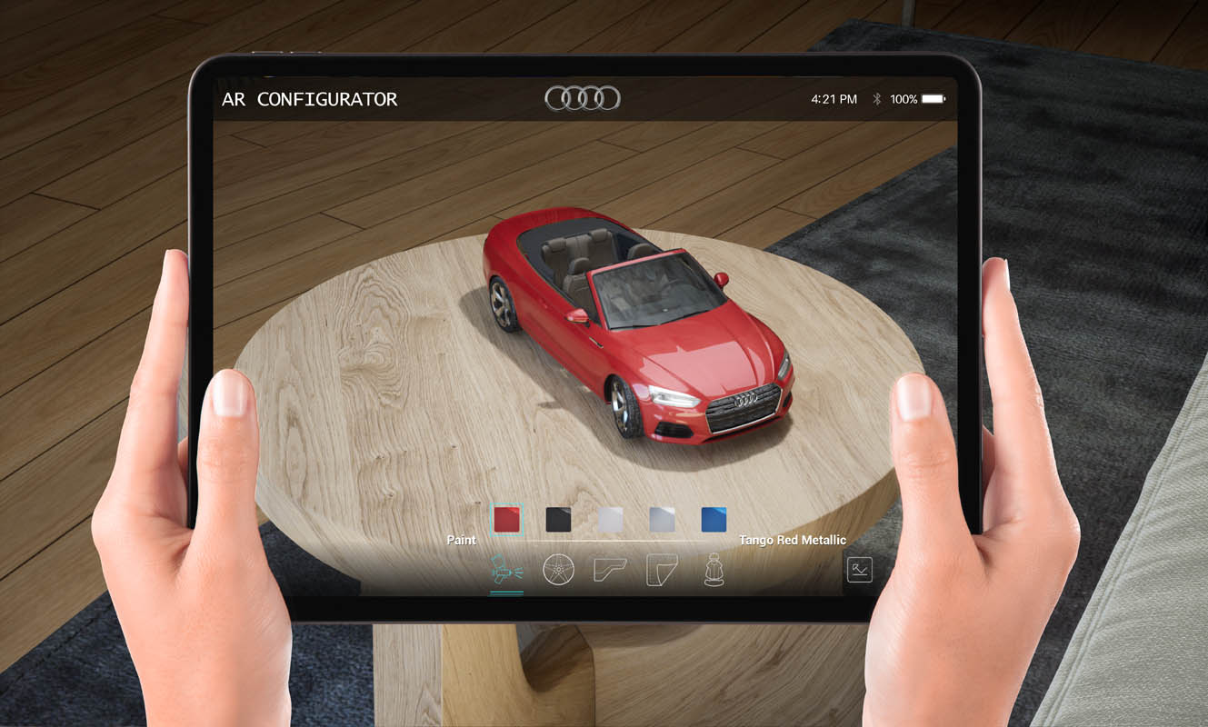 Configuratore AR Audi su tablet — Rosso
