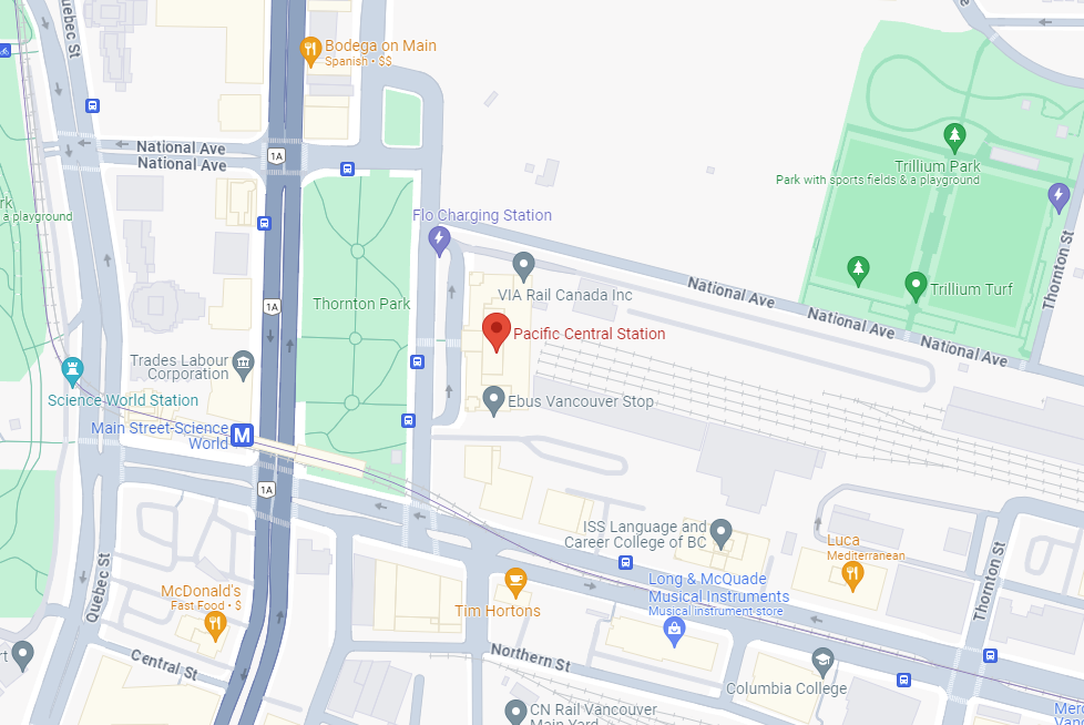 vancouver-train-station-map-adress-canada-trains