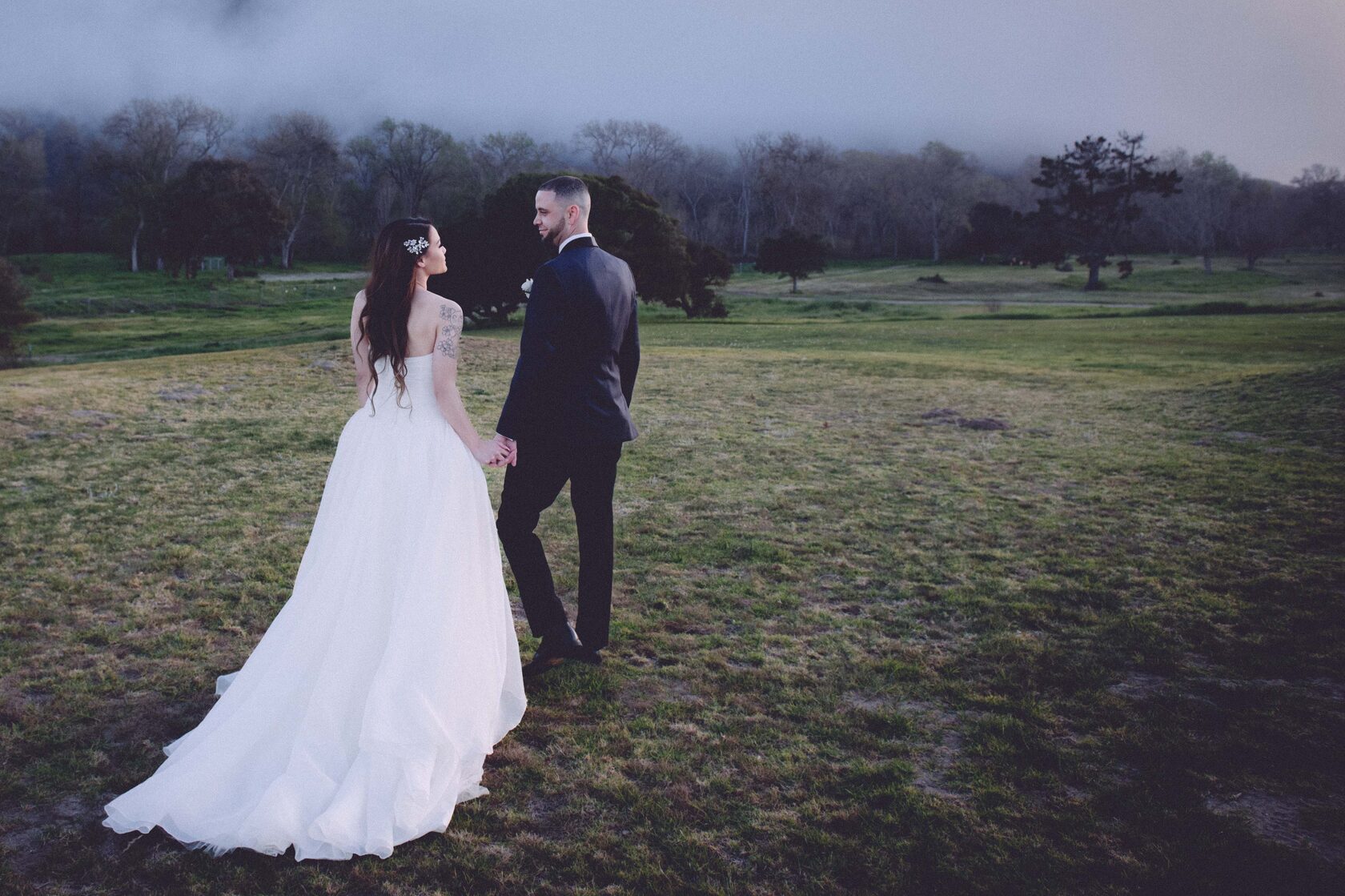Couple outdoor wedding portrait