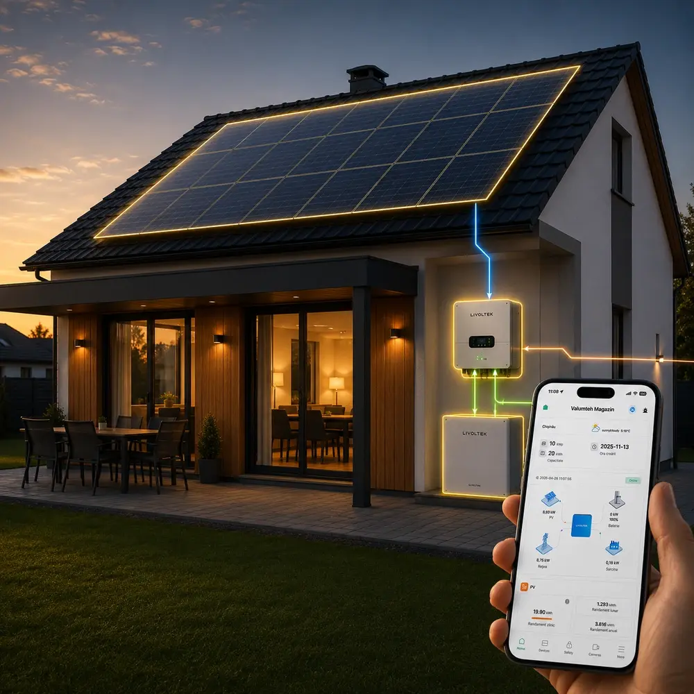 Sistem fotovoltaic instalat de Valuminteh Moldova
