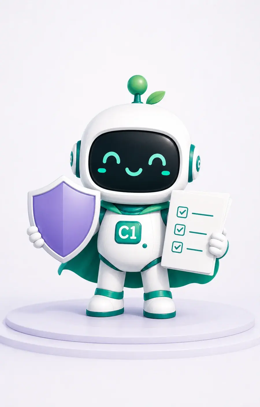 Маскот CENTR1 со щитом объясняет порядок подбора страховки