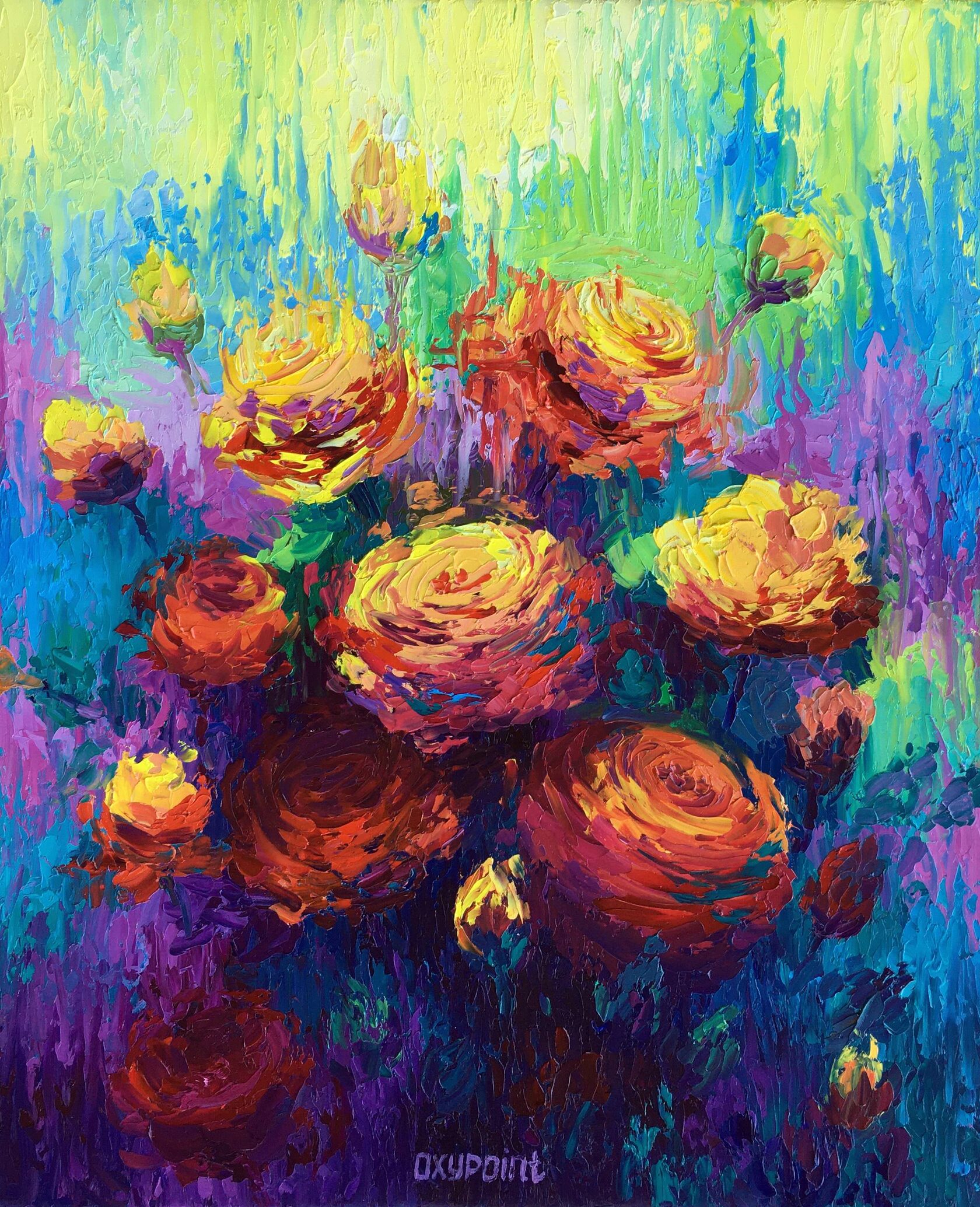 flower rose oil painting 