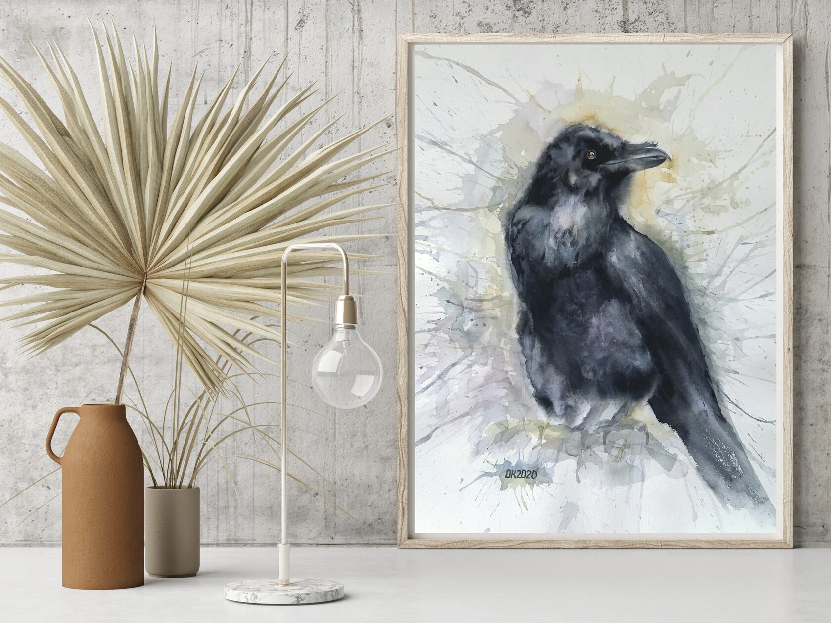 Raven Watercolor Painting