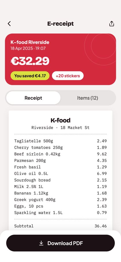 K-food — Scontrini elettronici