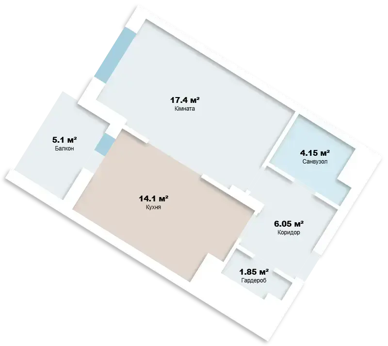 Планировка 1-комнатной квартиры в ЖК Аврора — вариант 4