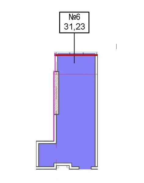 Планировка офиса №6 площадью 31,23 м² в БЦ PlatON