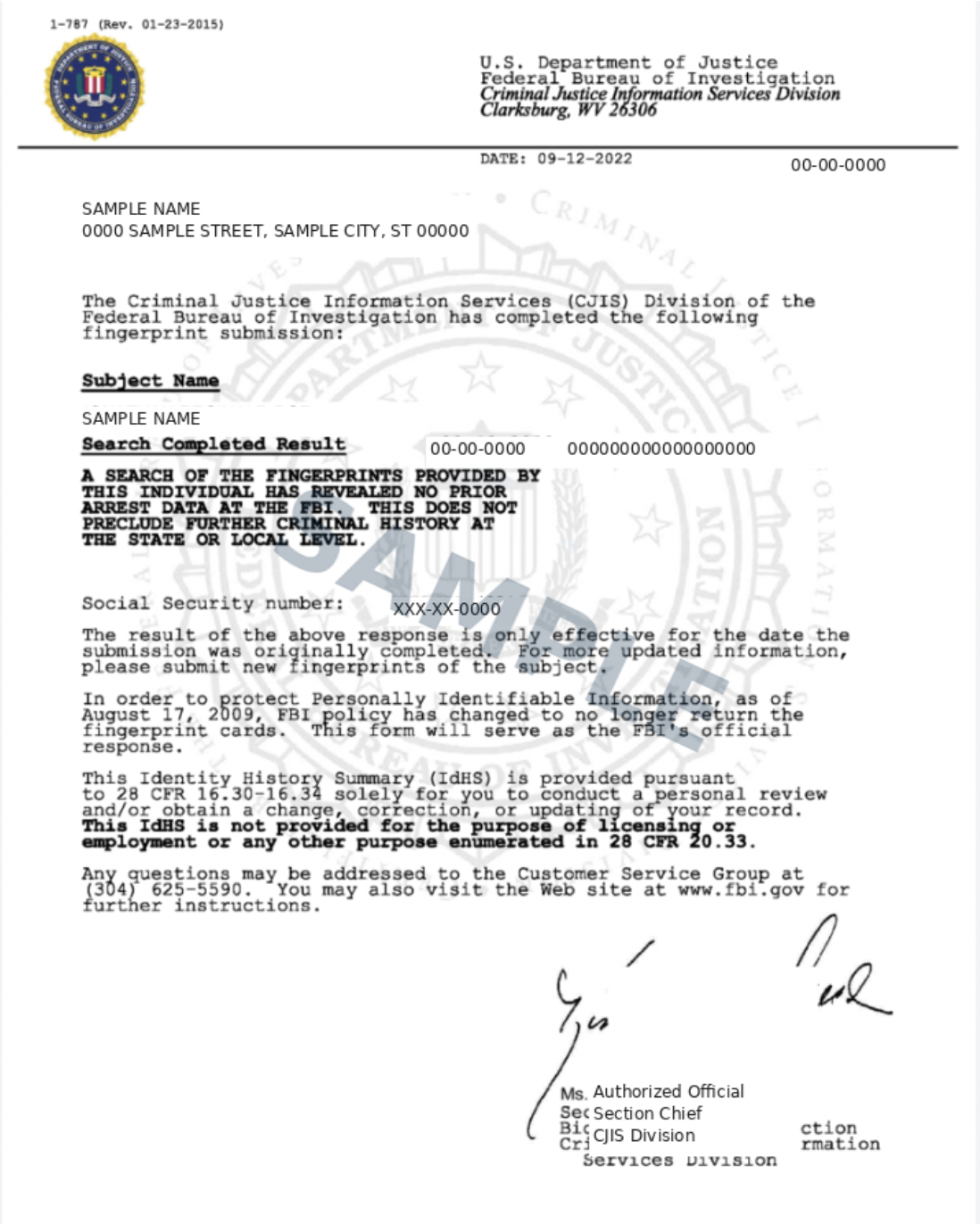 Sample FBI background check PDF for apostille - Apostille Center USA