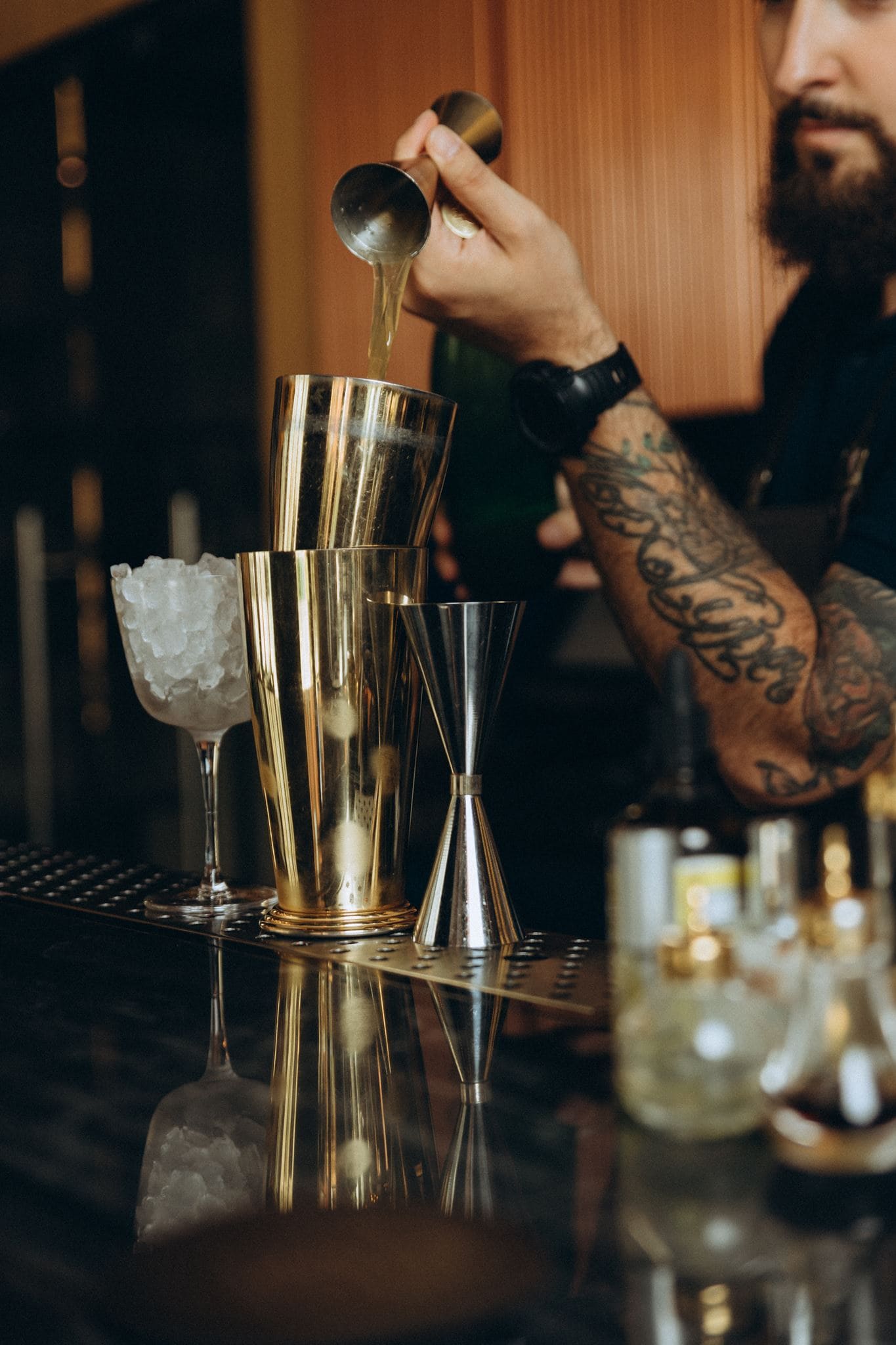 Bartender preparing drinks at Chef's Corner